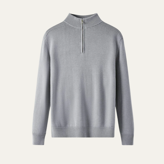 Men’s Solid Quarter-Zip Sweater with Mock Neck