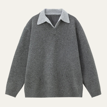 Men’s Layered Collar V-Neck Sweater