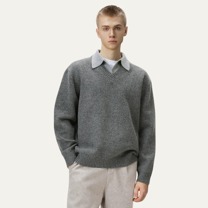 Men’s Relaxed Layered V-Neck Sweater