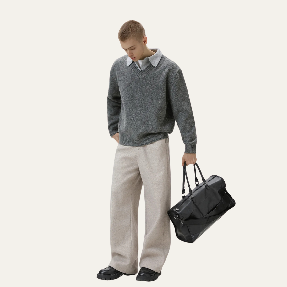 Men’s Layered Collar V-Neck Sweater