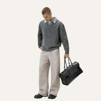 Men’s Layered Collar V-Neck Sweater