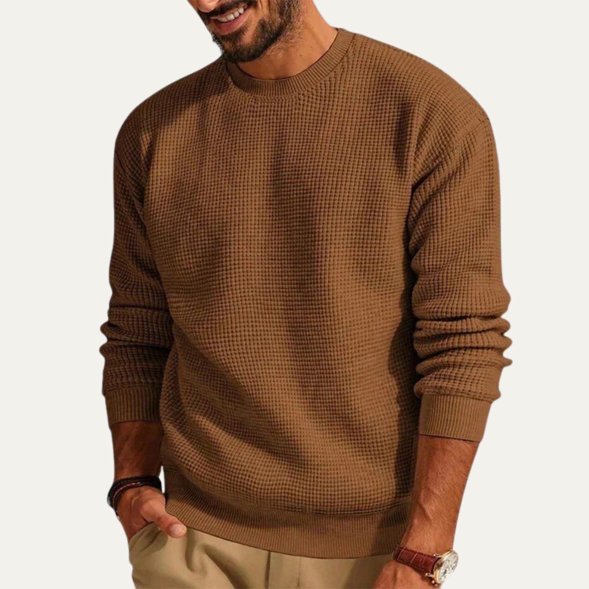 Men’s Textured Waffle Sweater