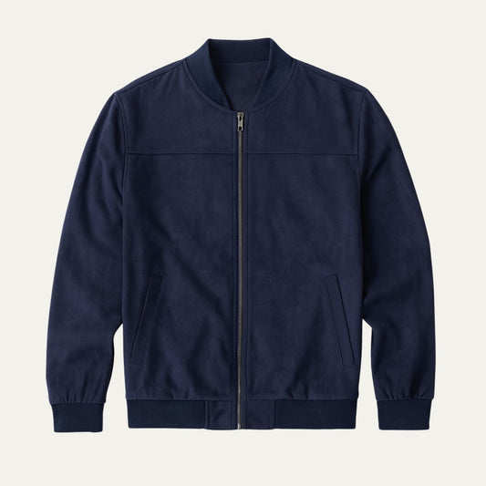 Men’s Suede Stand Collar Bomber Jacket
