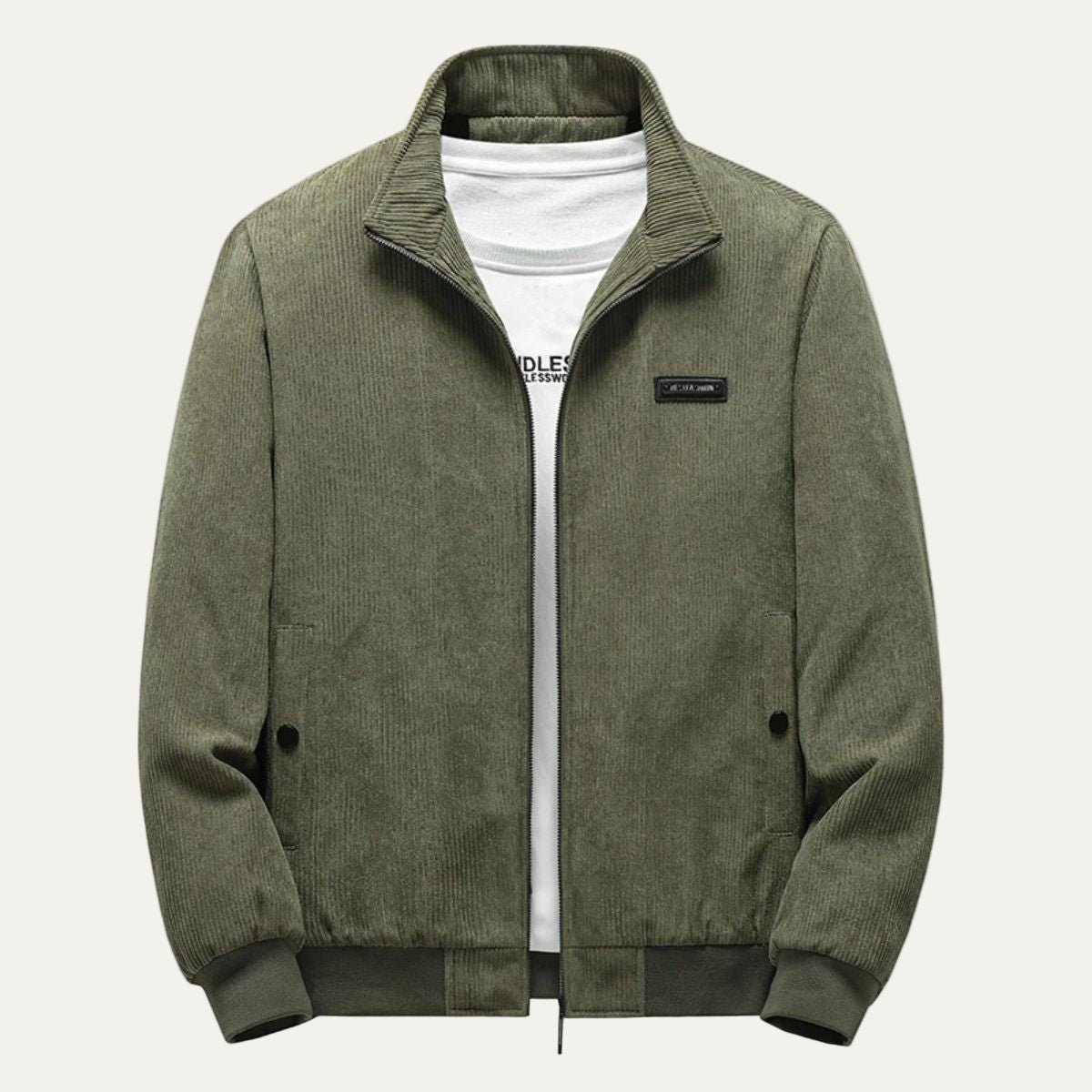 Men’s Corduroy Stand Collar Bomber Jacket