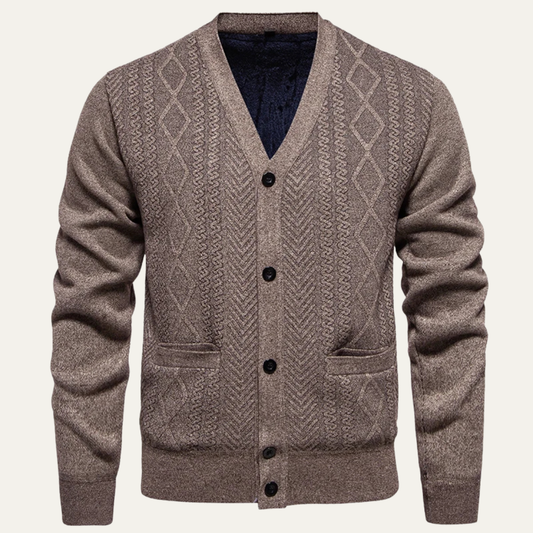 Men’s Textured V-Neck Knit Cardigan