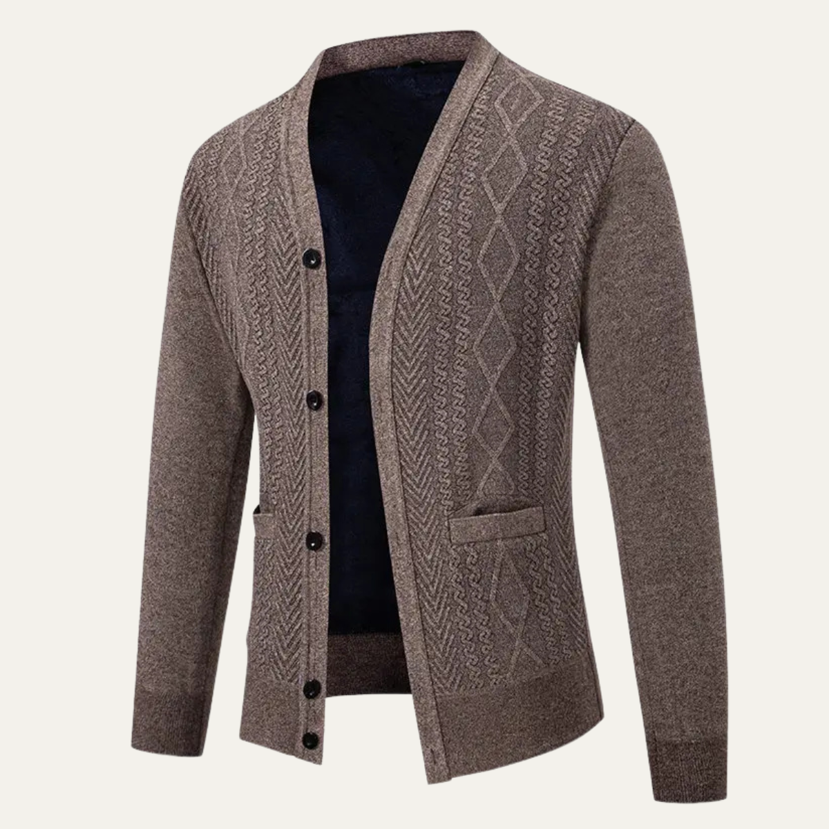 Men’s Textured V-Neck Knit Cardigan