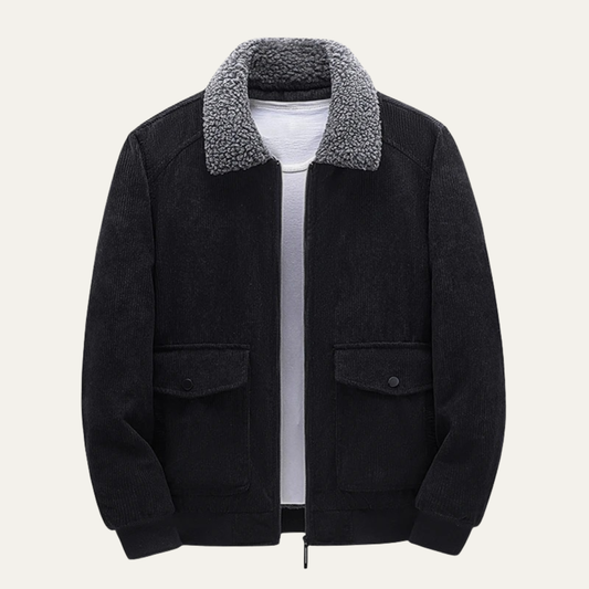 Men’s Corduroy Bomber Jacket with Snap Pockets