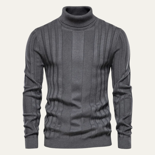 Men’s Vertical Ribbed Turtleneck Sweater