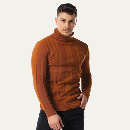 Men’s Vertical Ribbed Turtleneck Sweater