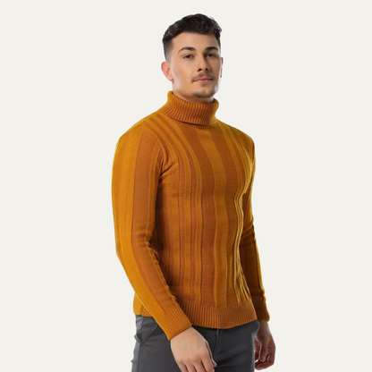 Men’s Vertical Ribbed Turtleneck Sweater