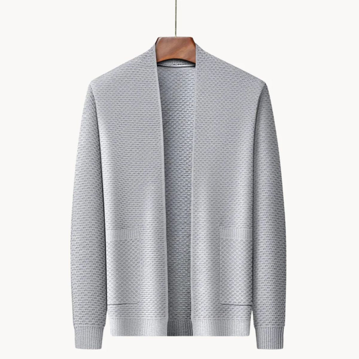 Men’s Open-Front Shawl-Collar Cardigan