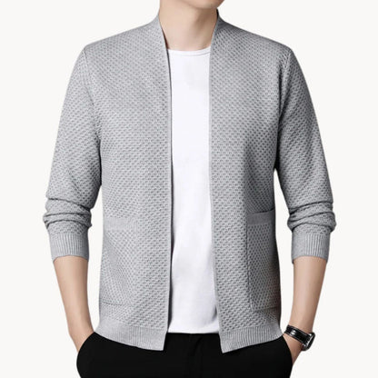 Men’s Open-Front Shawl-Collar Cardigan