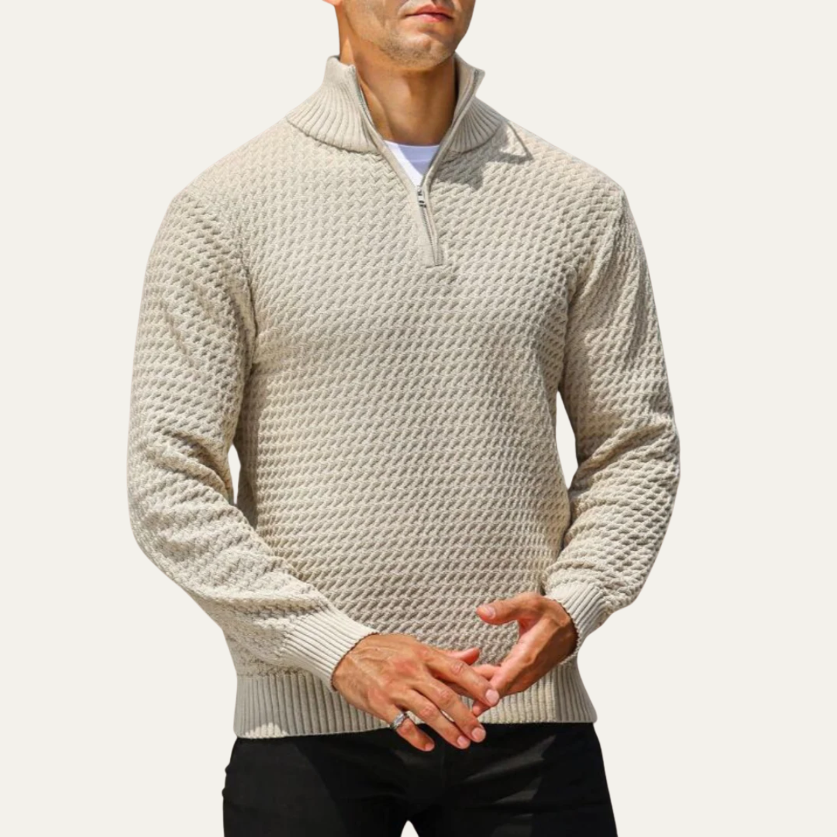 Men’s Quarter-Zip Sweater with Mock Neck