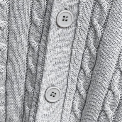 Men’s V-Neck Cardigan with Ribbed Knit