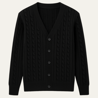 Men’s V-Neck Cardigan with Ribbed Knit