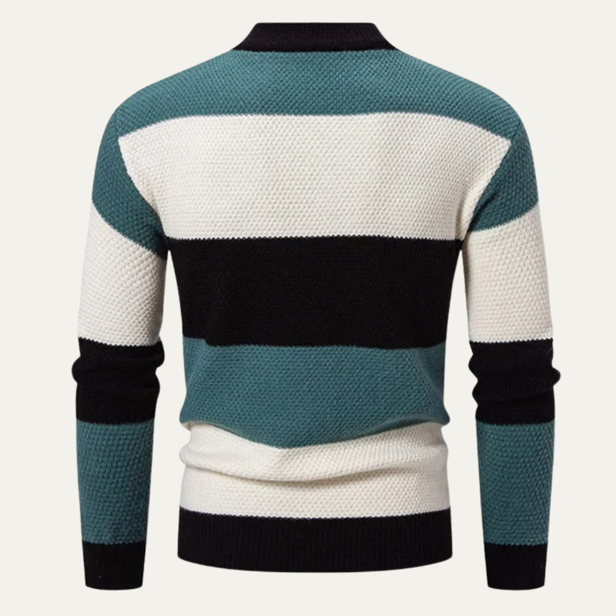 Men’s Color Block Cable Knit Turtleneck Sweater