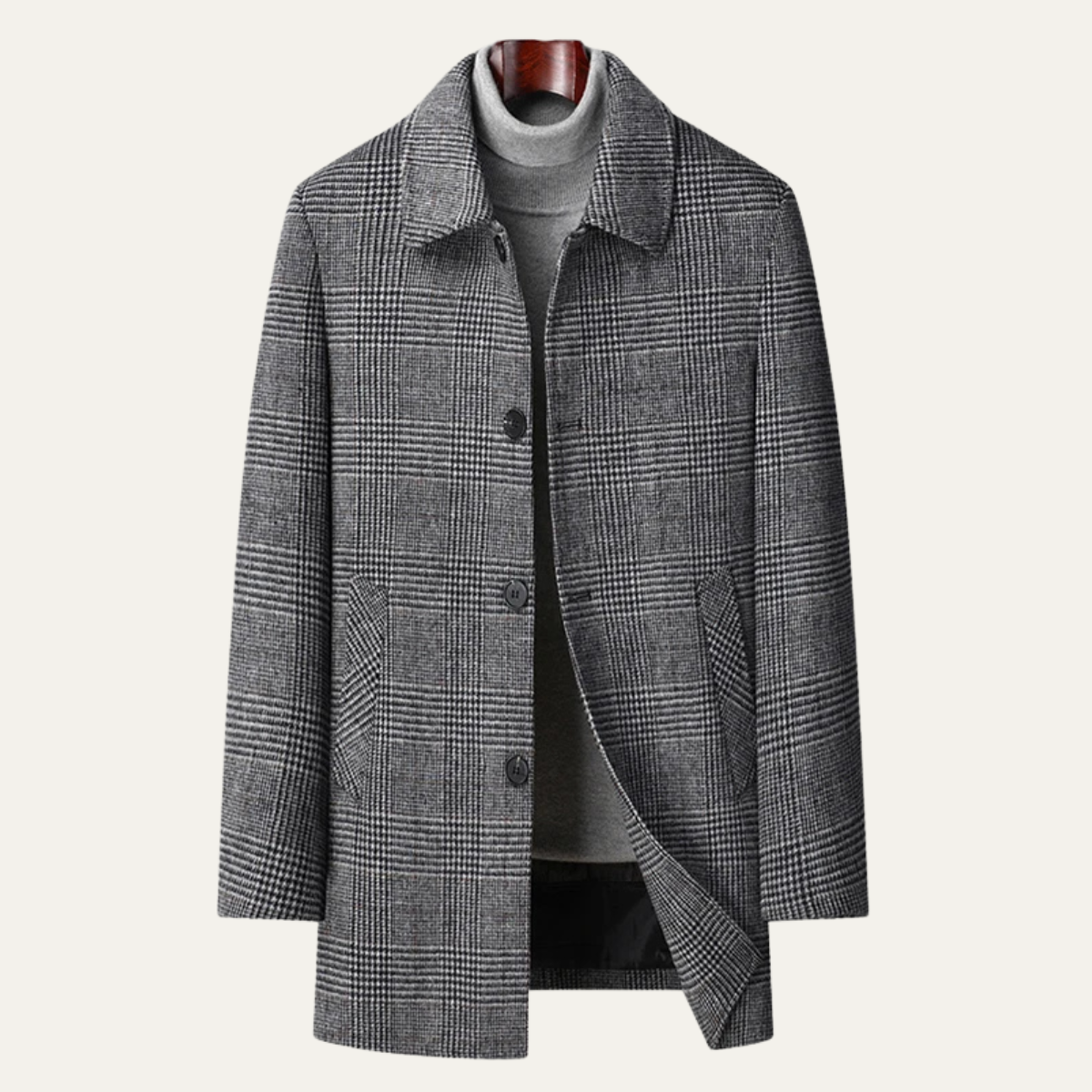 Men’s Winter Wool Plaid Overcoat