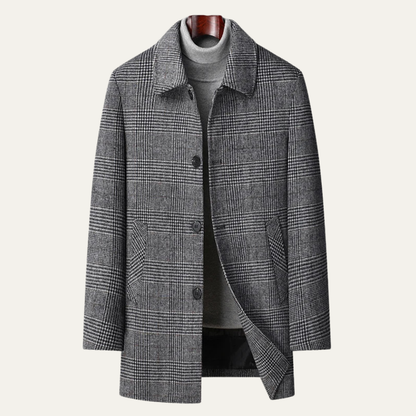 Men’s Winter Wool Plaid Overcoat