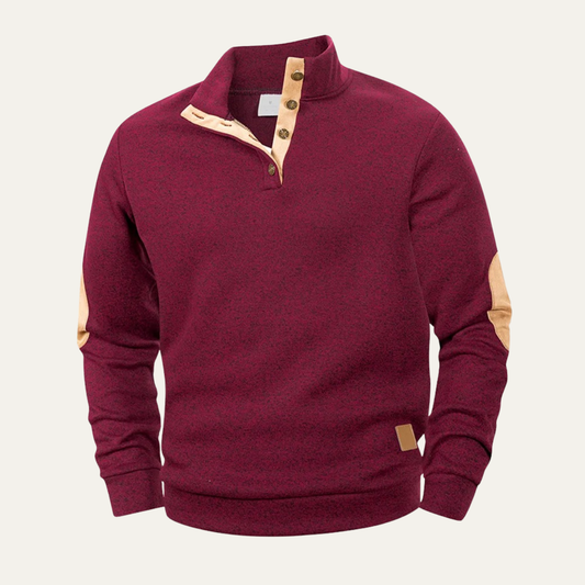 Men’s Snap Placket Mock Neck Sweatshirt
