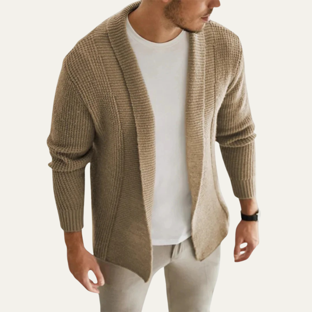 Men’s Cozy Ribbed Shawl Cardigan