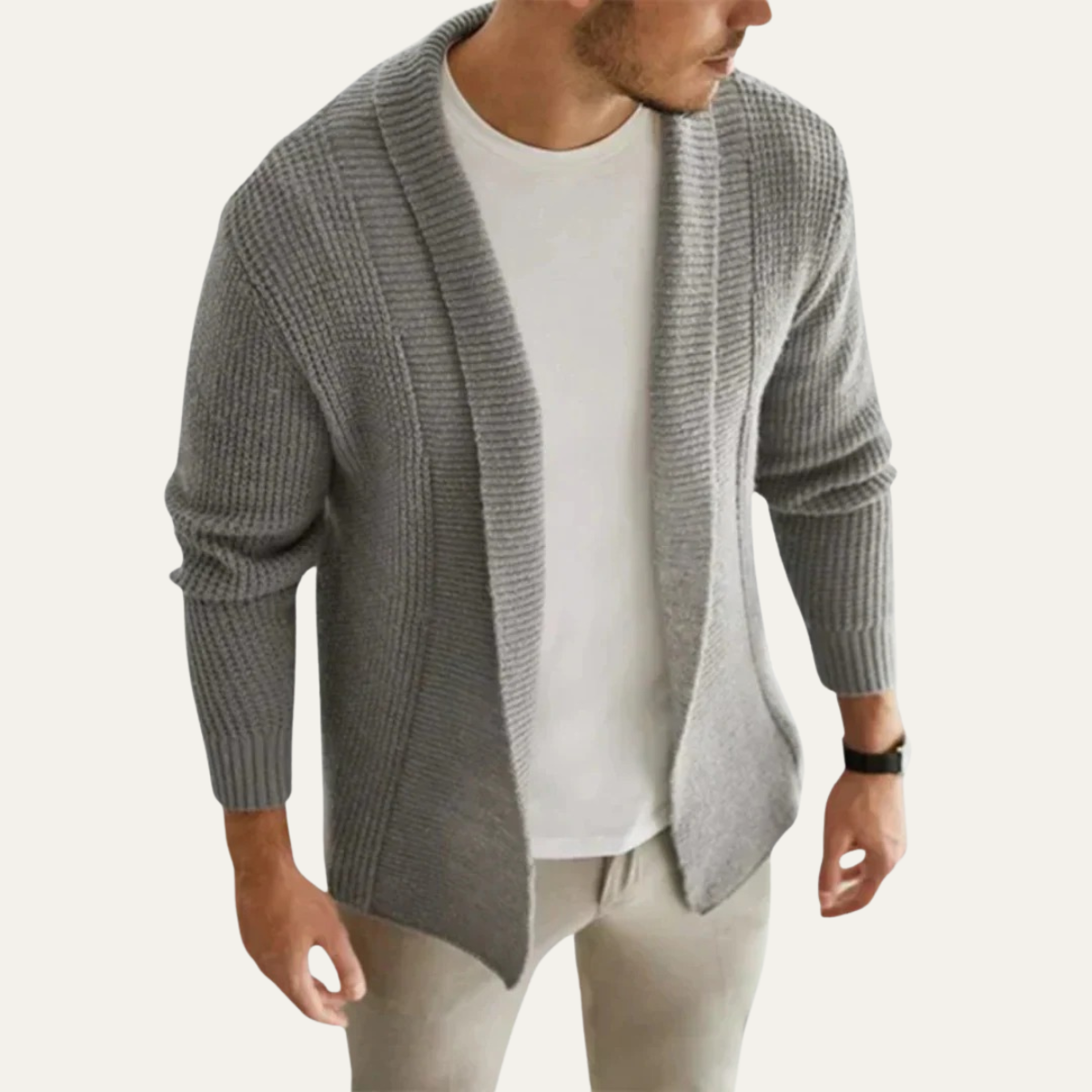 Men’s Cozy Ribbed Shawl Cardigan