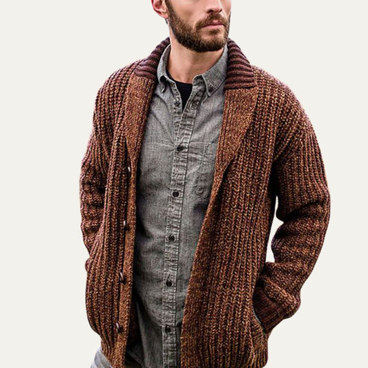 Men’s Chunky Knit Shawl Collar Cardigan