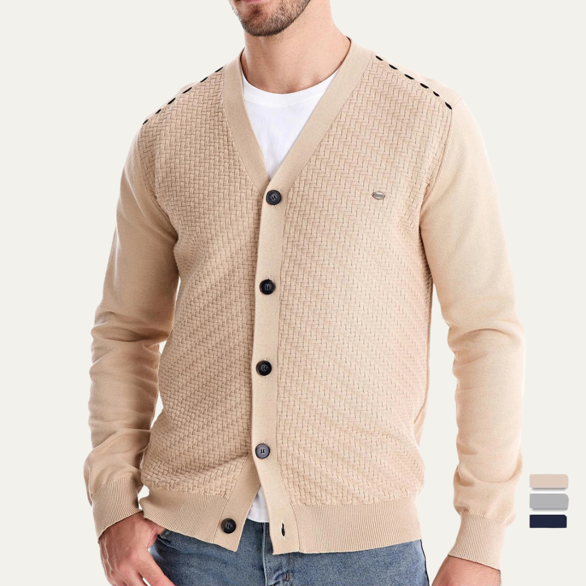 Men’s Woven V-Neck Cardigan