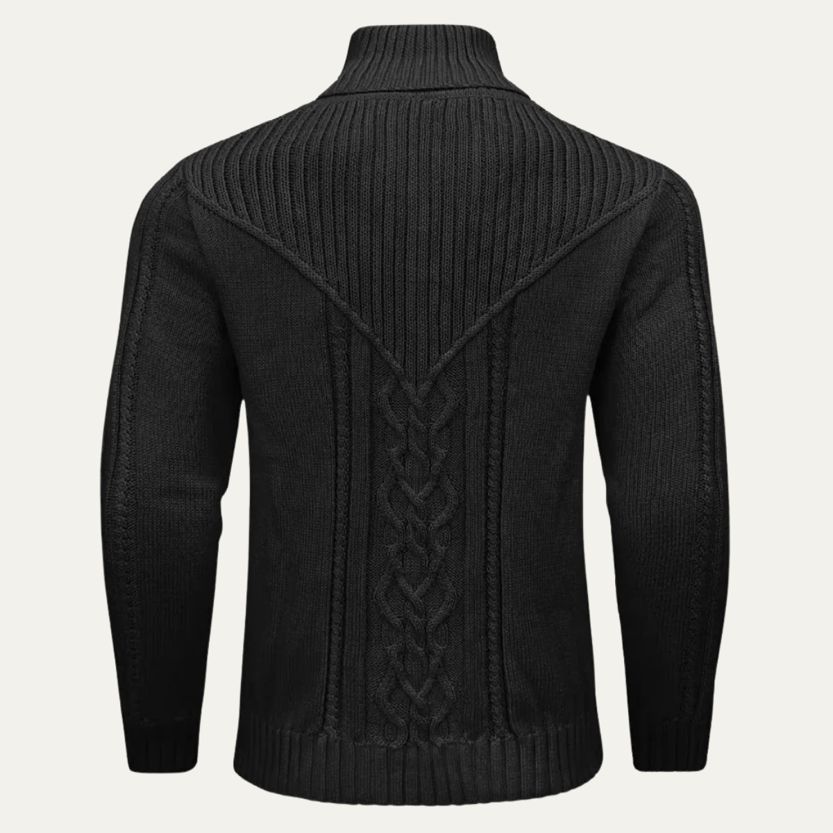 Men’s Cowl Collar Cable-Knit Sweater