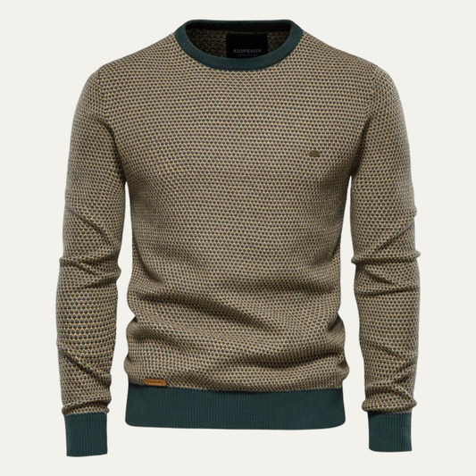 Men’s Two Tone Textured Crewneck Sweater