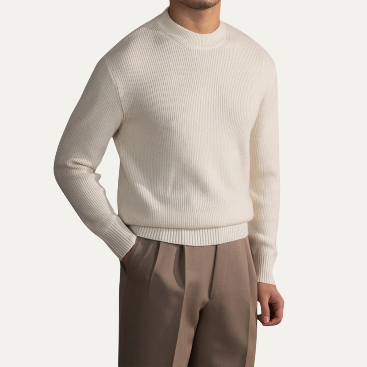 Men’s Vertical Ribbed Crewneck Sweater