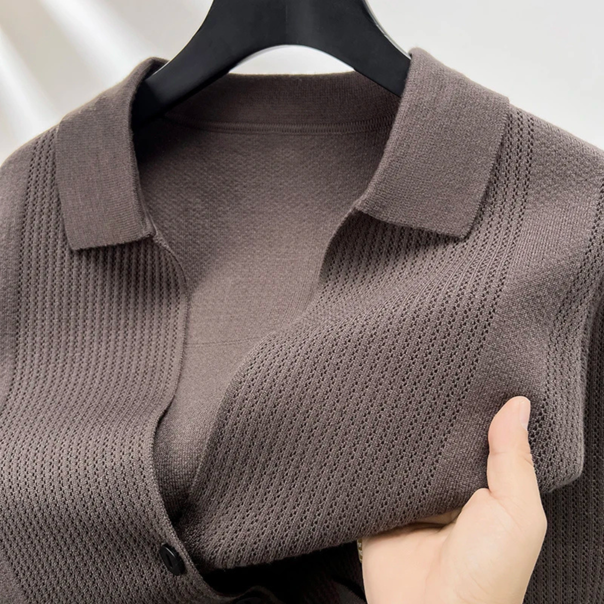 Men’s Knit Cardigan with Shirt-Style Collar