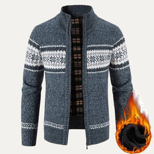 Men’s Chunky Cable Knit Mock Neck Cardigan