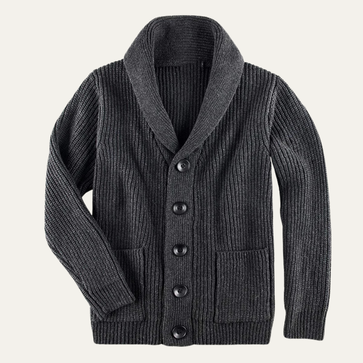 Men’s Chunky Rib Knit Shawl Collar Cardigan