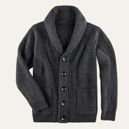 Men’s Chunky Rib Knit Shawl Collar Cardigan
