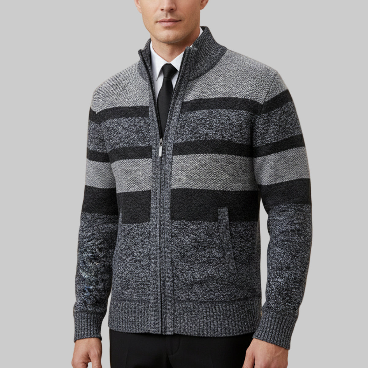 Men’s Striped Full-Zip Cardigan