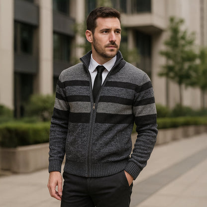 Men’s Striped Full-Zip Cardigan