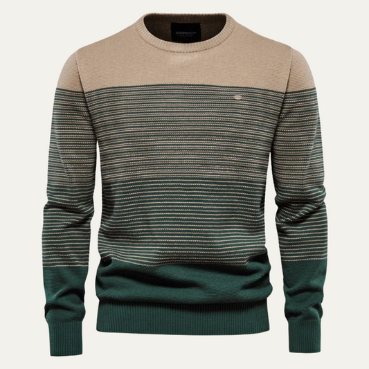 Men’s Striped Color Block Crewneck Sweater