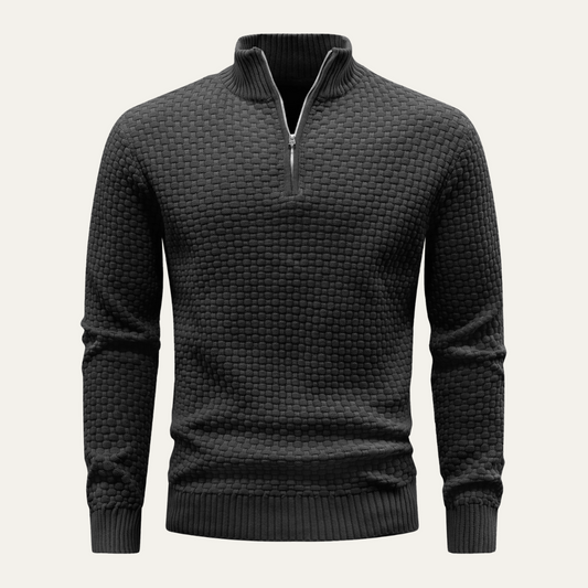 Men’s Waffle Knit Quarter Zip Pullover