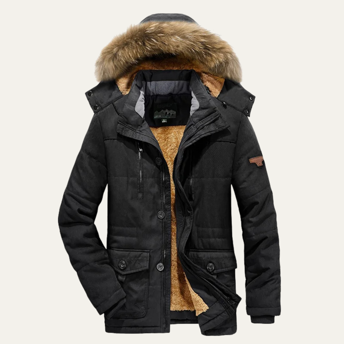 Men’s Winter Parka with Faux-Fur Hood