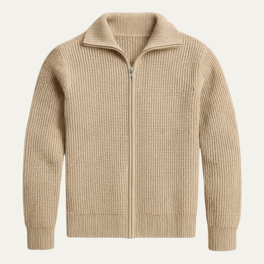 Men’s Waffle-Knit Full-Zip Cardigan