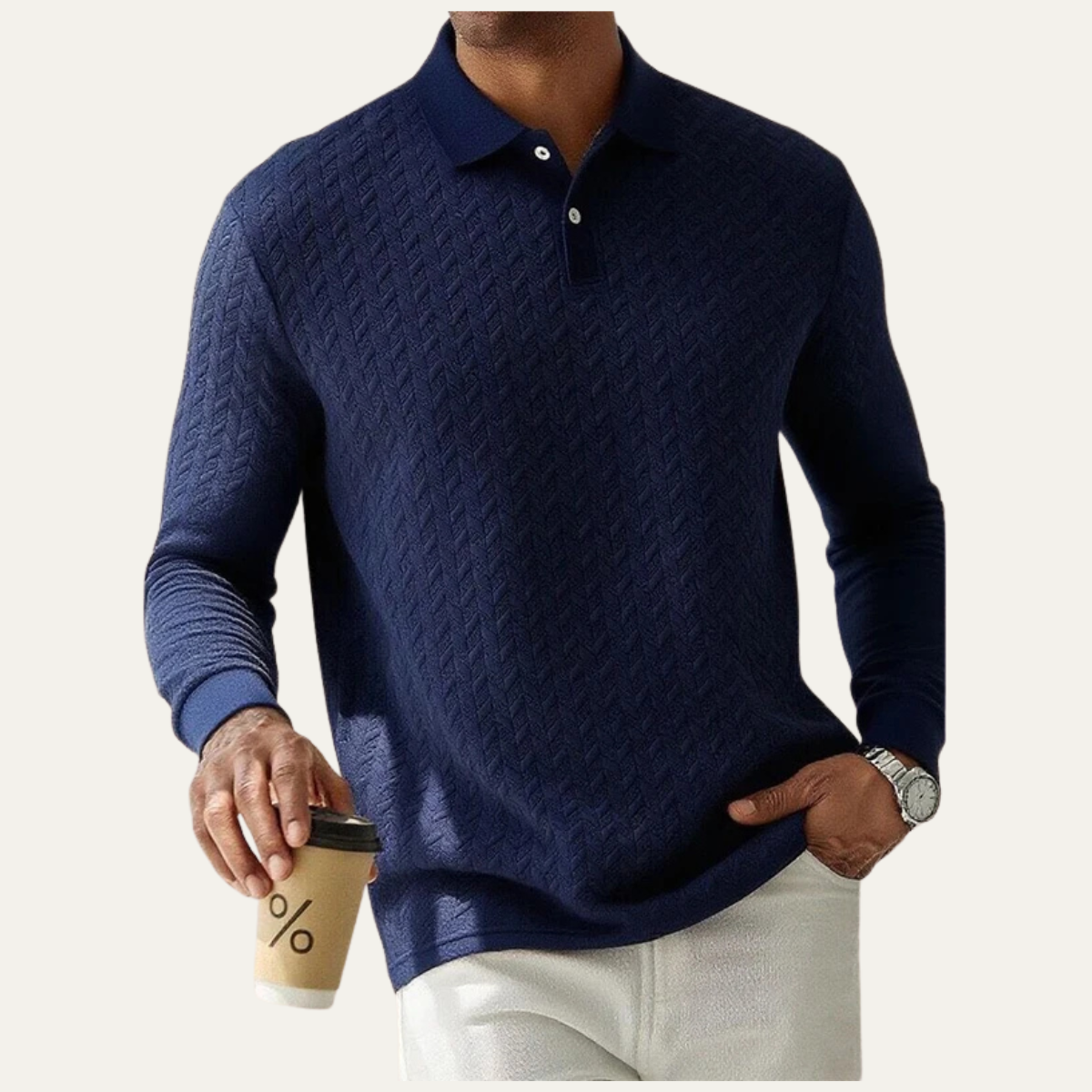 Men’s Textured Polo Long Sleeve