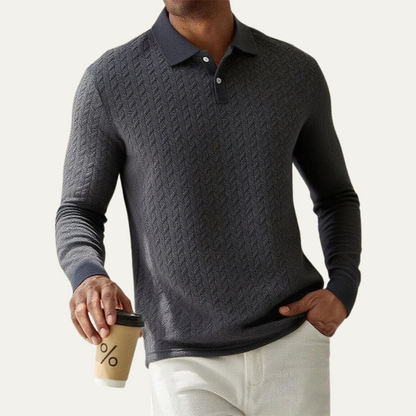 Men’s Textured Polo Long Sleeve