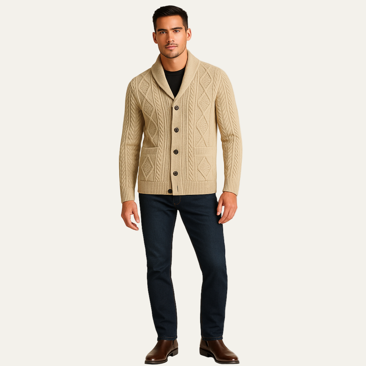Men’s Cozy Cable Knit Cardigan