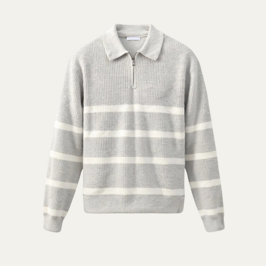 Men’s Striped Knit Polo Sweater