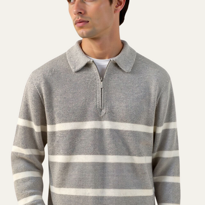 Men’s Striped Knit Polo Sweater