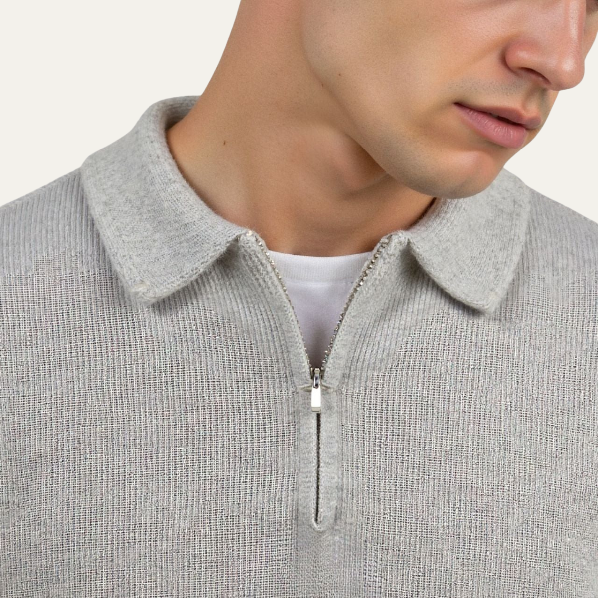 Men’s Striped Knit Polo Sweater