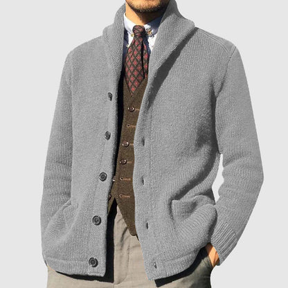 Men’s Ribbed Shawl Collar Button Cardigan