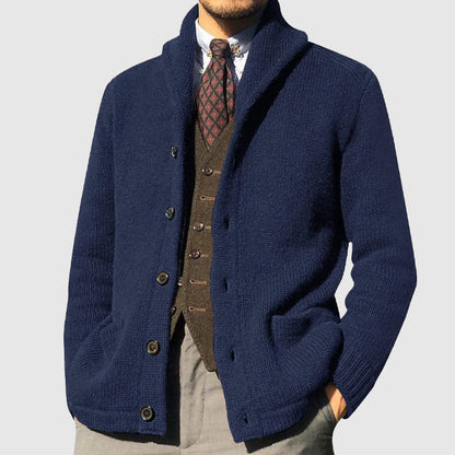 Men’s Ribbed Shawl Collar Button Cardigan