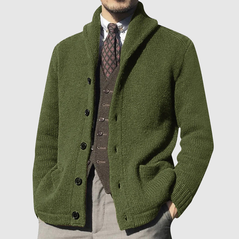 Men’s Ribbed Shawl Collar Button Cardigan