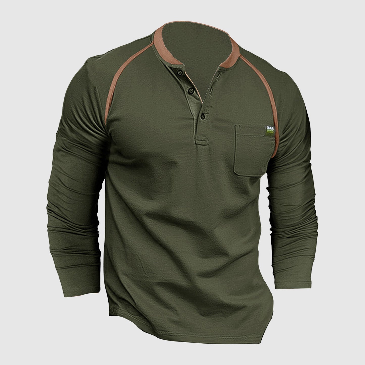 Theodore Cotton Henley Shirt | Relaxed Fit Button Front Shirt